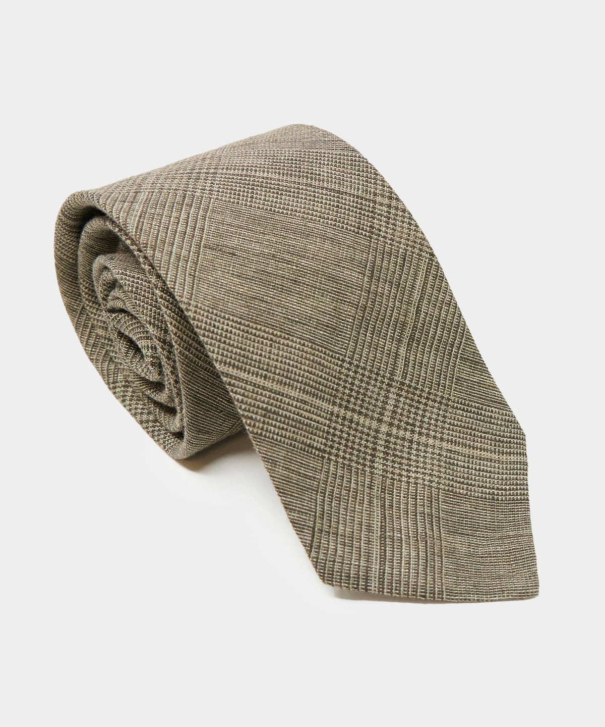 Linen Glenplaid Tie in Brown