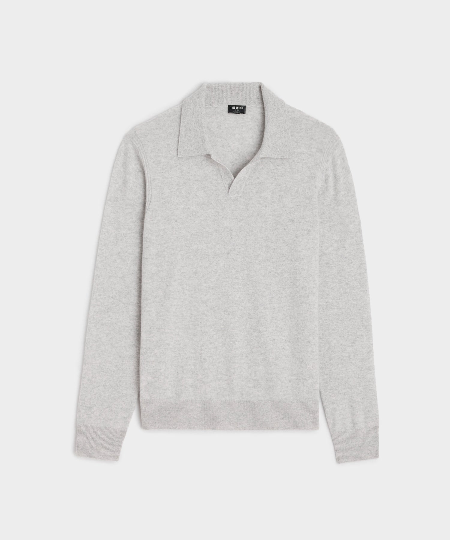 Long-Sleeve Cashmere Montauk Polo in Heather Grey