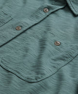 Long-Sleeve Slub Jersey Camp Shirt in Green Pewter
