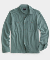 Long-Sleeve Slub Jersey Camp Shirt in Green Pewter