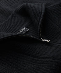 Luxe Cashmere Zip Mock Neck in Black