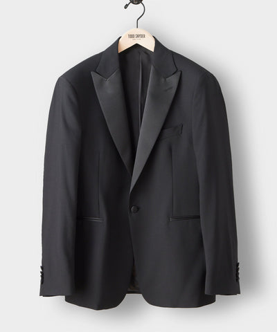 Made in Italy Peak Lapel Tuxedo Jacket in Black
