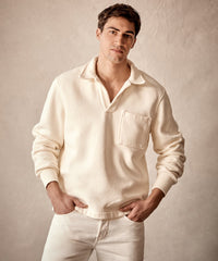 Made in L.A. Fleece Polo in Coastal White