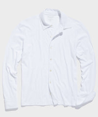 Made in L.A. Full-Placket Jersey Polo in White