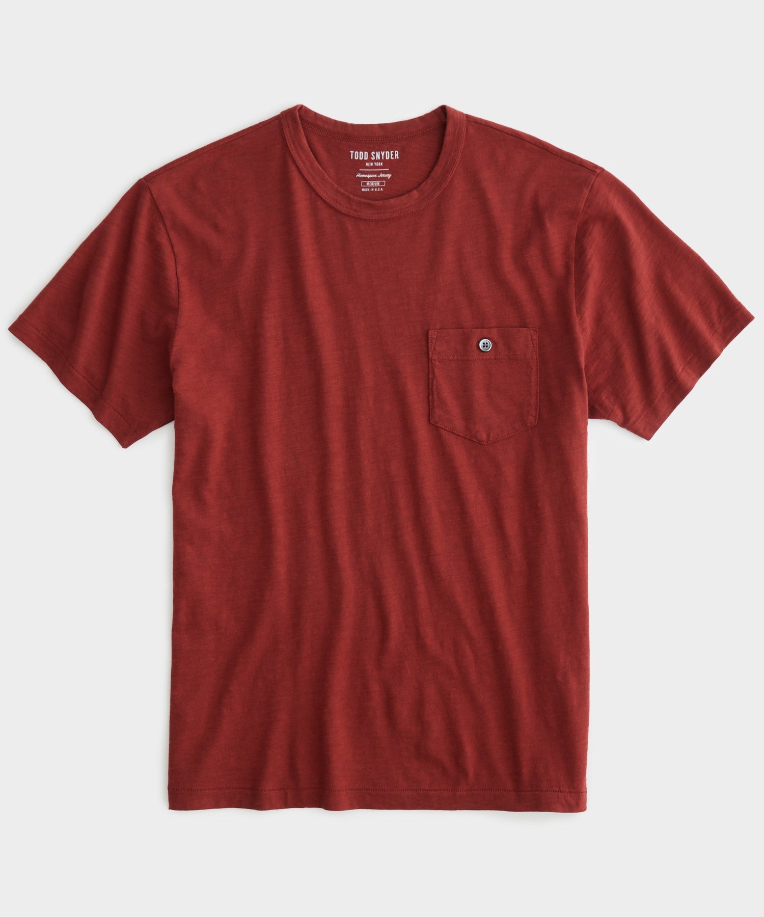 Made in L.A. Homespun Slub Pocket T-Shirt in Barn Red