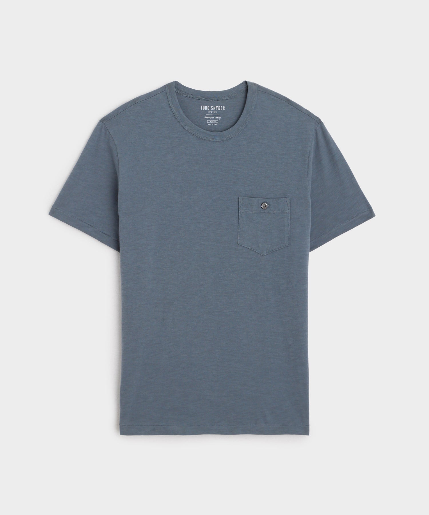 Made in L.A. Homespun Slub Pocket T-Shirt in Blue Metal