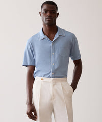 Made in L.A. Montauk Tipped Full Placket Polo in Blue Haze