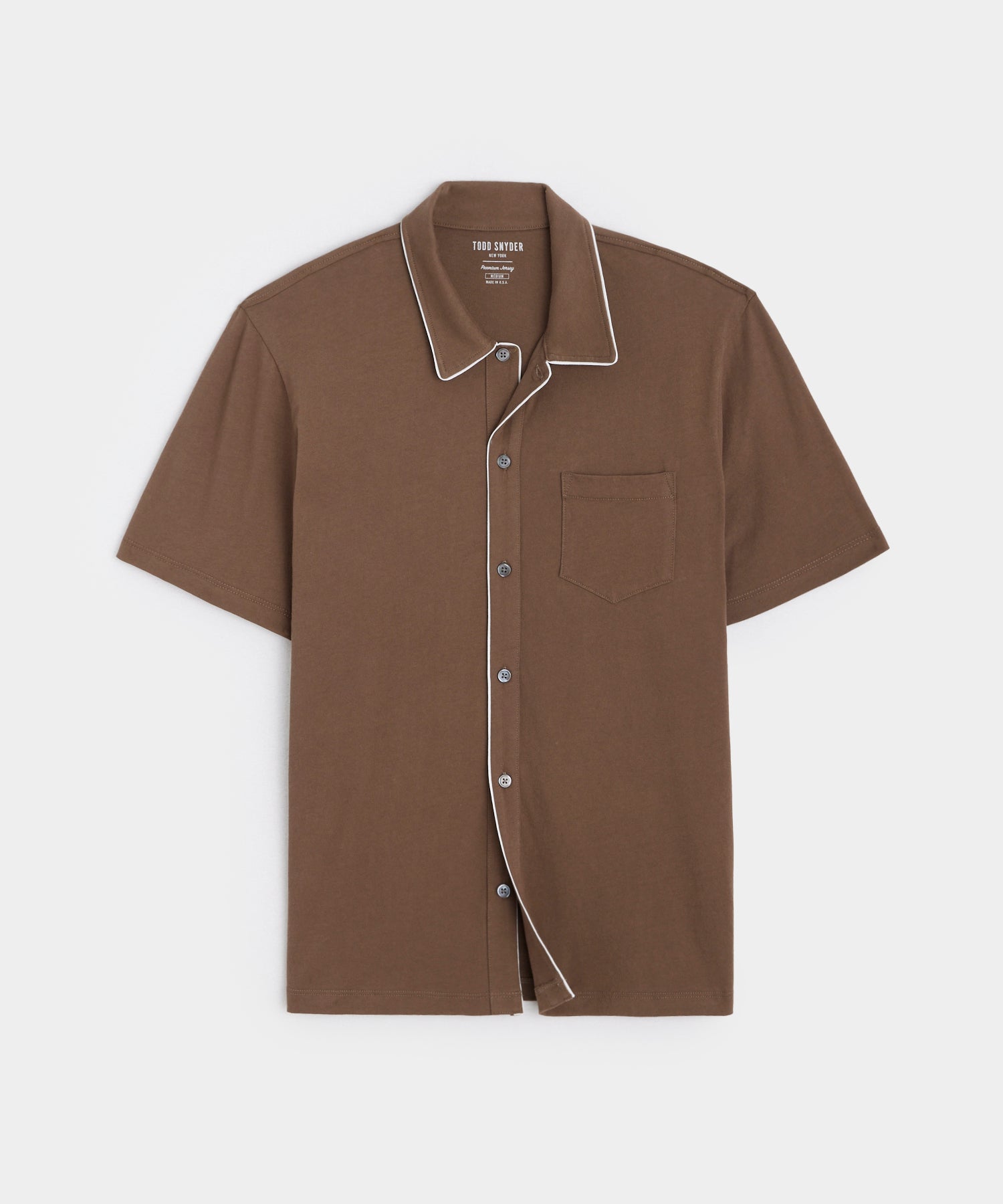Made in L.A. Montauk Tipped Full Placket Polo in Hickory