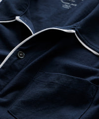 Made in L.A. Montauk Tipped Full Placket Polo in Navy
