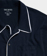 Made in L.A. Montauk Tipped Full Placket Polo in Navy