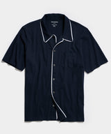 Made in L.A. Montauk Tipped Full Placket Polo in Navy