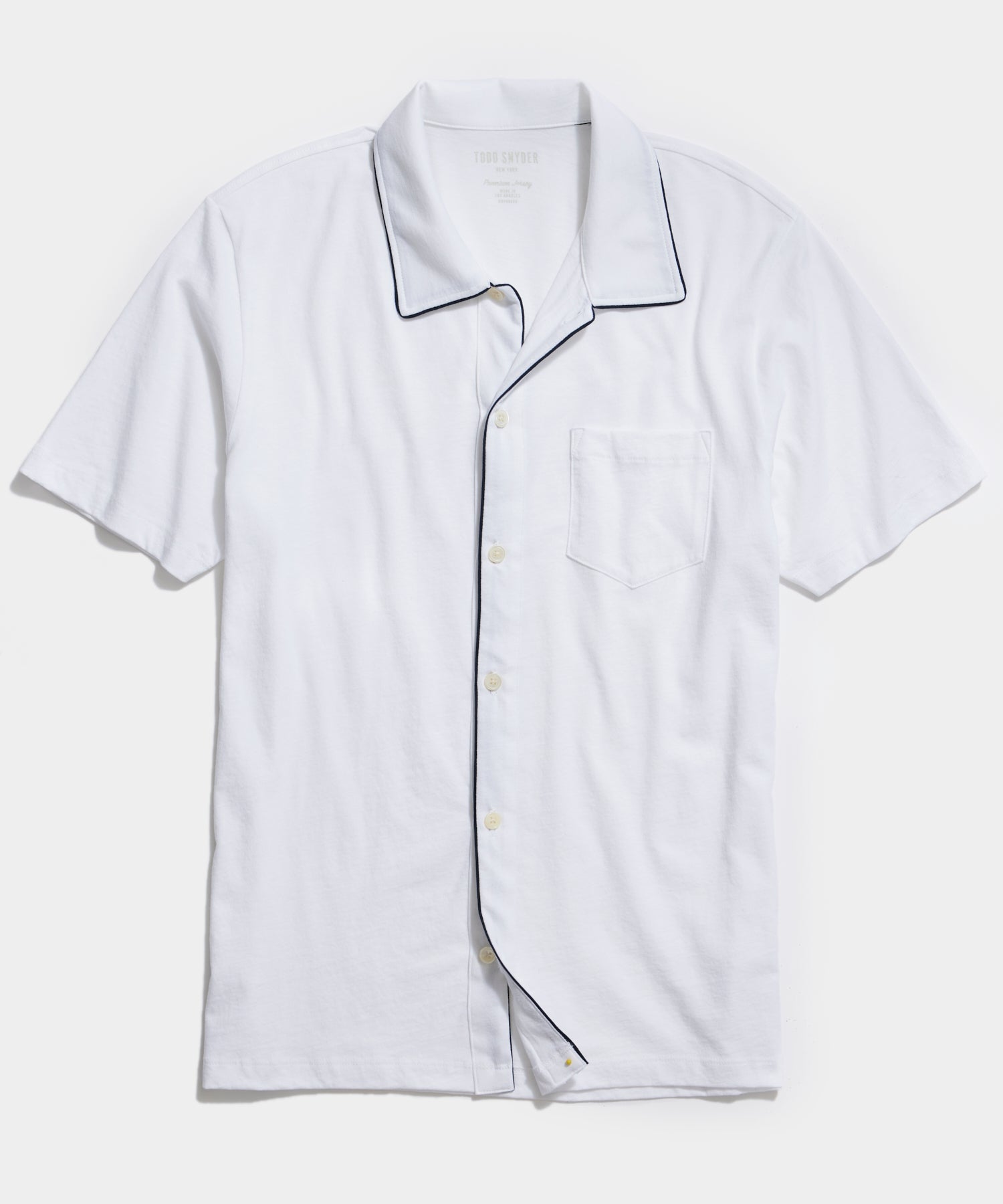Made in L.A. Montauk Tipped Full Placket Polo in White
