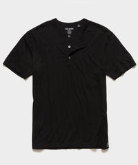 Made in L.A. Short Sleeve Jersey Henley in Black