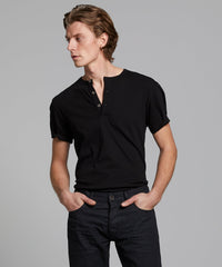 Made in L.A. Short Sleeve Jersey Henley in Black