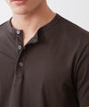 Made in L.A. Short Sleeve Jersey Henley in Espresso Bean