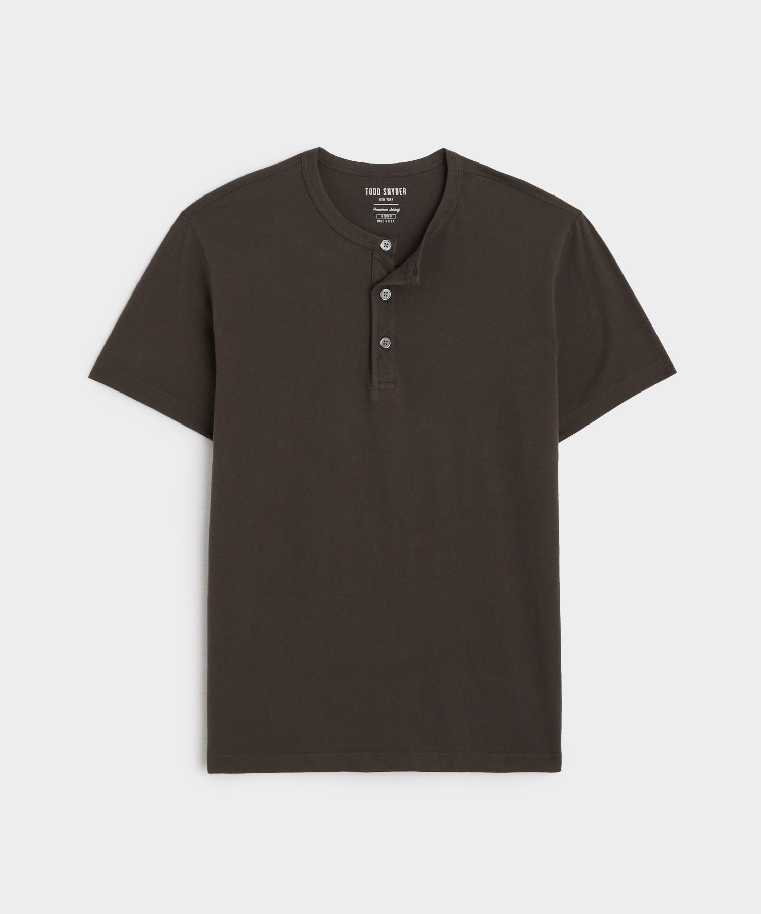 Made in L.A. Short Sleeve Jersey Henley in Espresso Bean