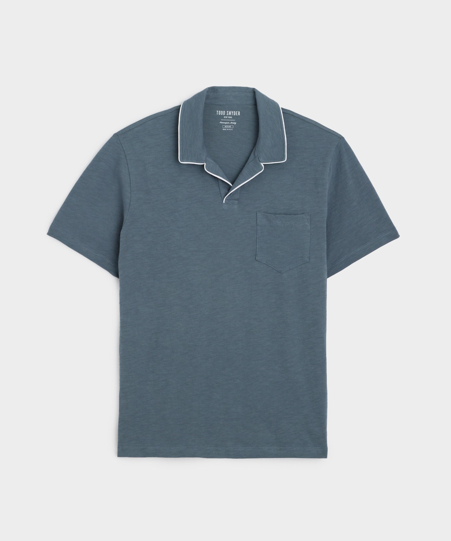 Made in L.A. Tipped Montauk Polo in Blue Metal