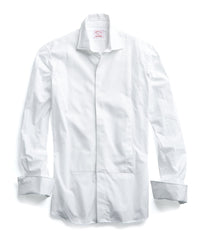 Made in the USA Hamilton + Todd Snyder White Pique Fly Front Tuxedo Shirt