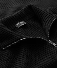 Merino Full-Zip Sweater in Black