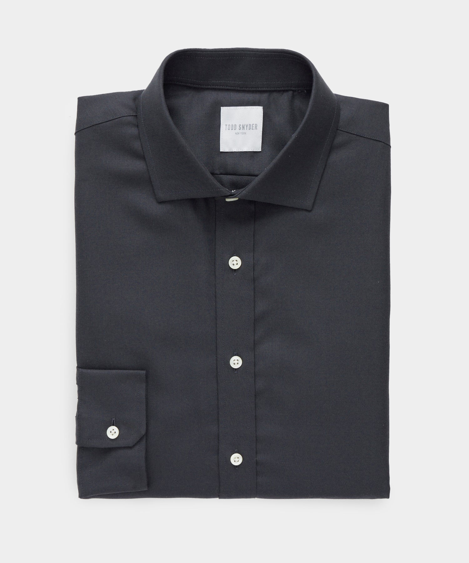 Merino Spread Collar Dress Shirt in Black