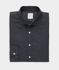 Merino Spread Collar Dress Shirt in Black
