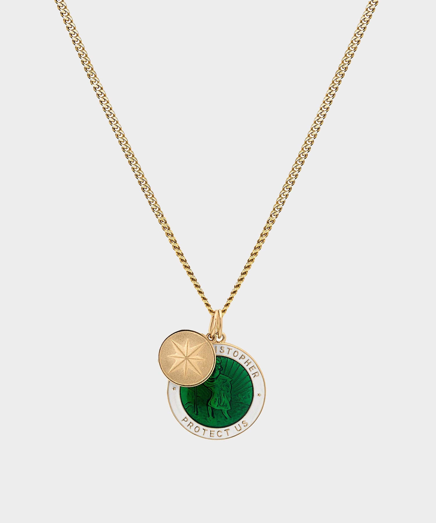 MIANSAI SAINT CHRISTOPHER SURF NECKLACE IN GREEN/GOLD