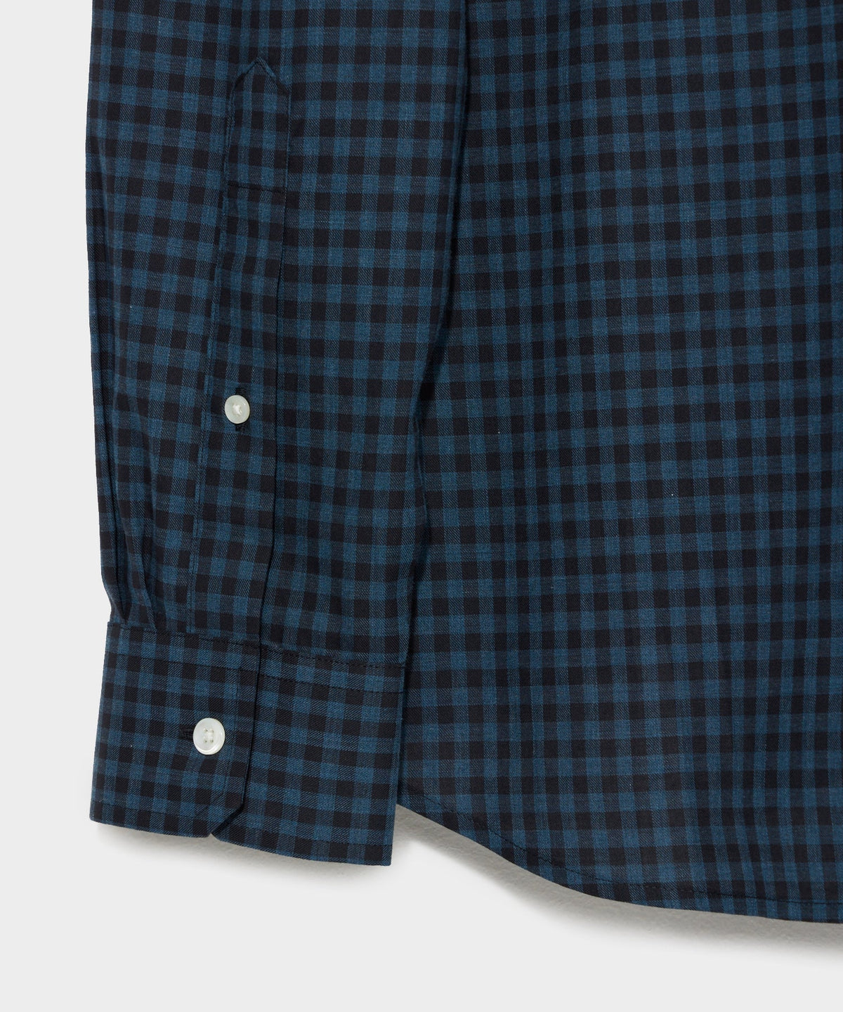 Slim Fit Flannel Spread Collar Dress Shirt in Navy Gingham