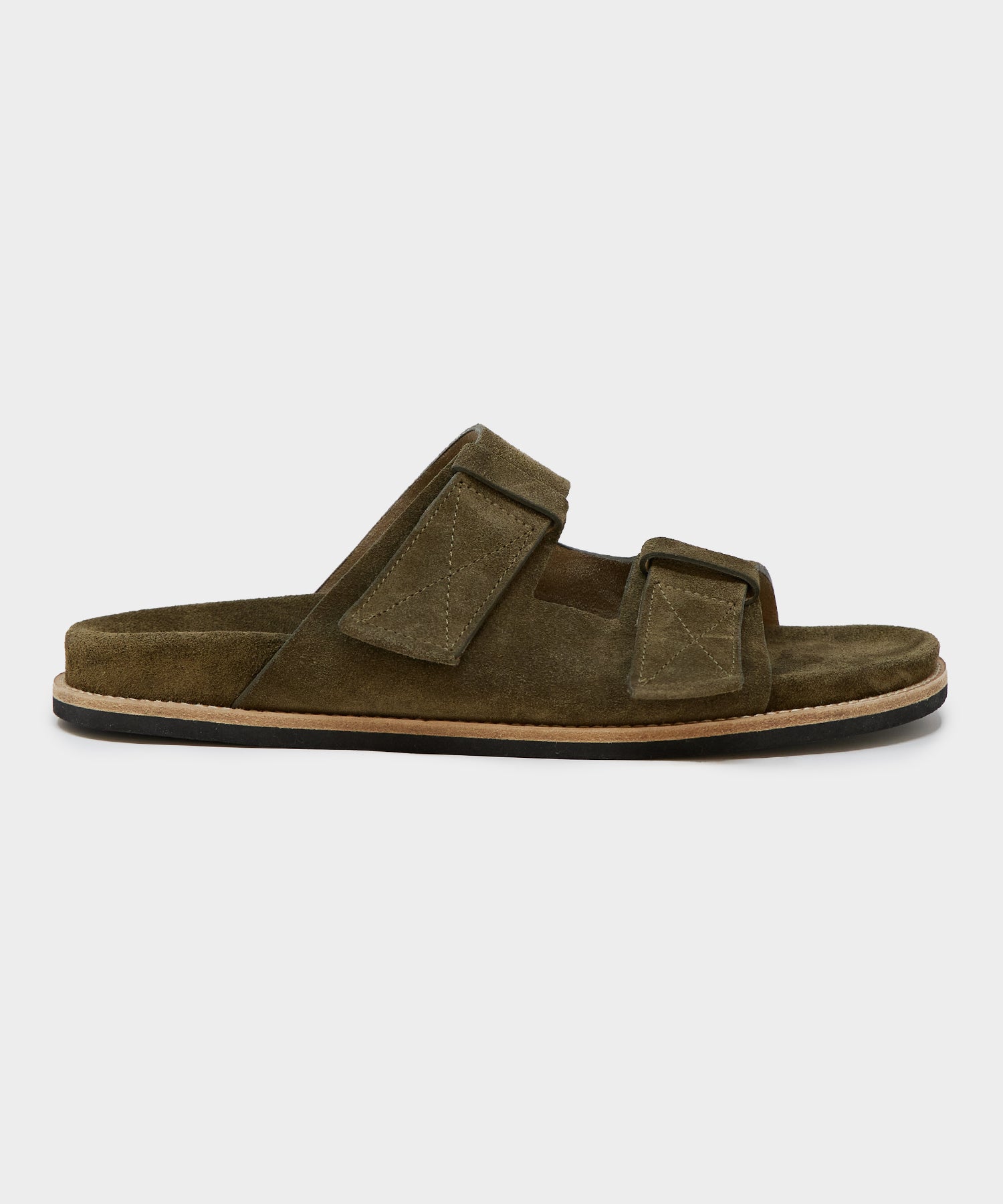 Nomad Suede Double Strap Sandal in Olive