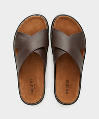 Nomad Suede / Leather Crossover Sandal in Tobacco