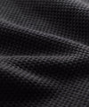 Linen Mesh Full-Placket Polo in Black