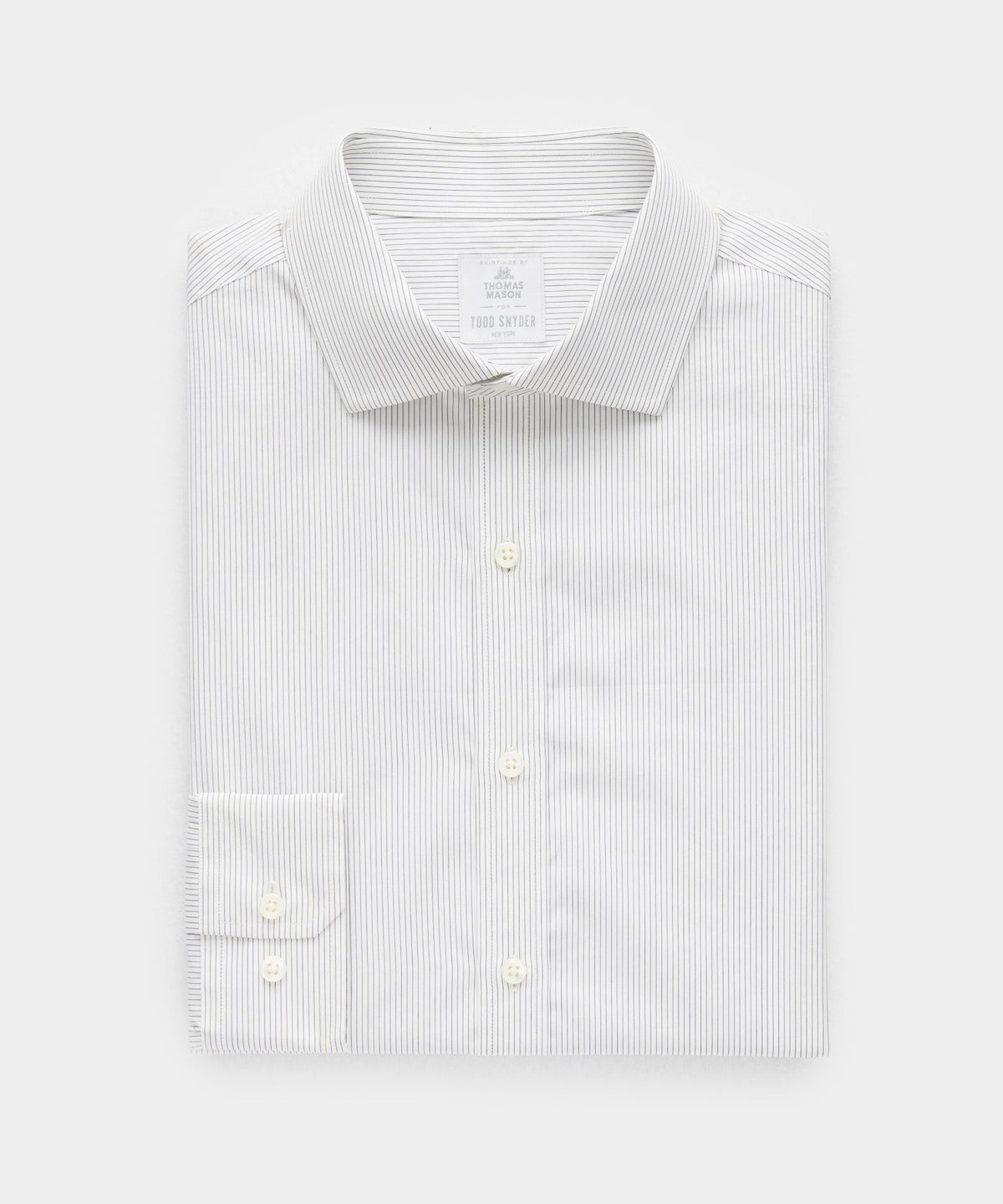 Pinstripe Spread Collar Dress Shirt in White