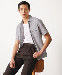 PINSTRIPE TWO POCKET SHORT SLEEVE SHIRT IN CHARCOAL