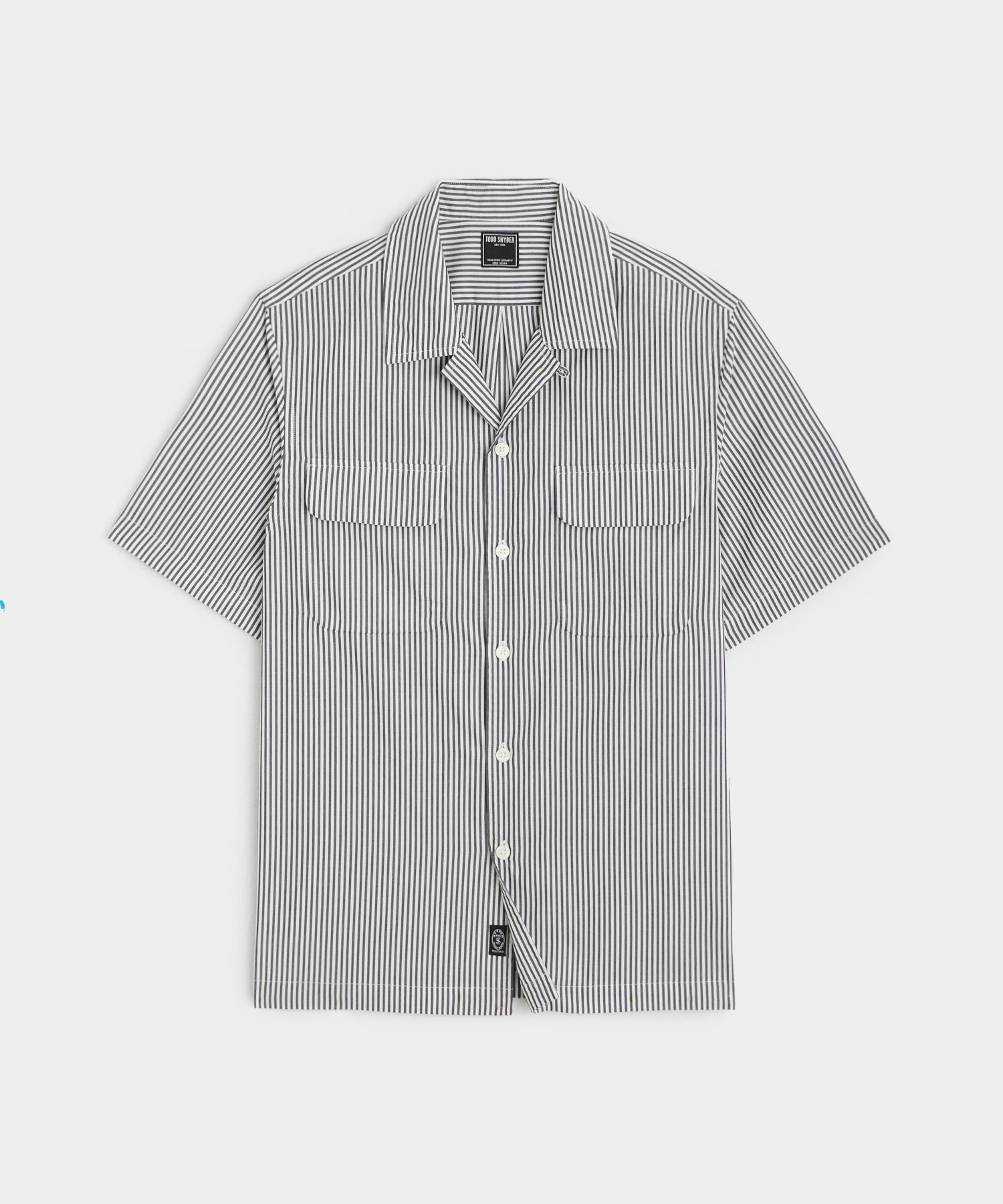PINSTRIPE TWO POCKET SHORT SLEEVE SHIRT IN CHARCOAL