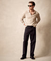 Relaxed Fit 5-Pocket Cotton Linen Pant in Black