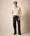 Relaxed Fit 5-Pocket Cotton Linen Pant in Black