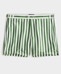 Riviera Swim Short in Green Stripe