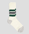 Rototo Coarse Ribbed Old School Crew Socks in Green / Charcoal