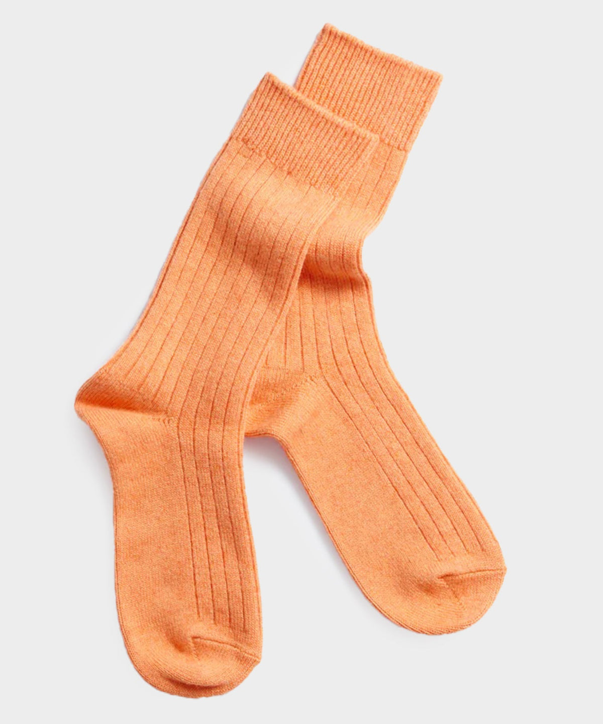 Rototo Cotton Wool Ribbed Crew Sock in Orange
