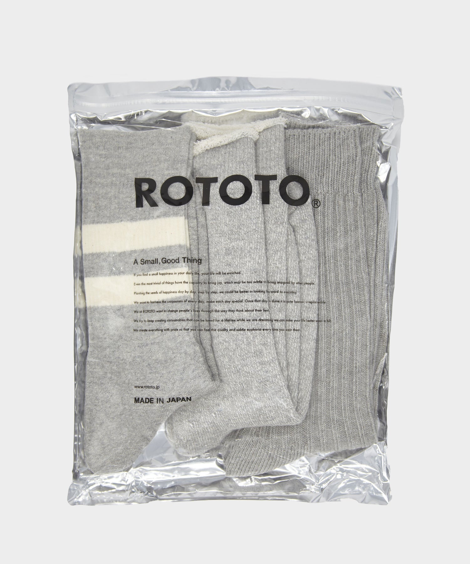Rototo Organic Cotton Special Trio Sock in Grey Mix