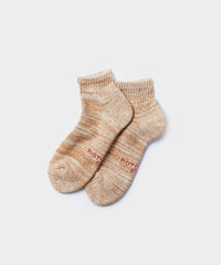 Rototo Organic Daily 3 Pack Ankle Socks in Brown / Ecru
