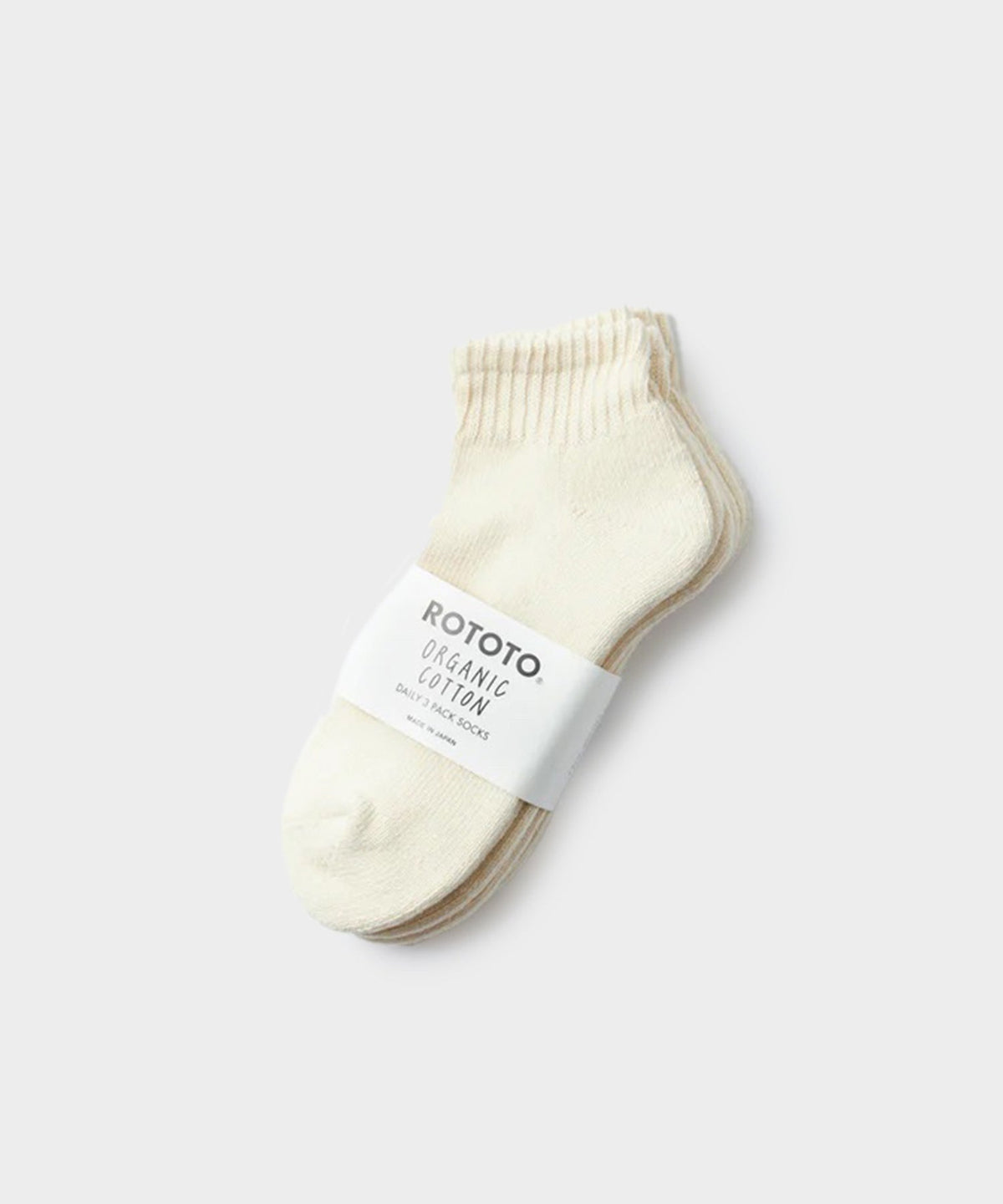 RoToTo Organic Daily 3 Pack Ankle Socks in Ecru