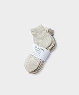 RoToTo Organic Daily 3 Pack Ankle Socks in Grey & Ecru