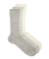 RoToTo Organic Daily 3 Pack Ribbed Crew Sock in Grey