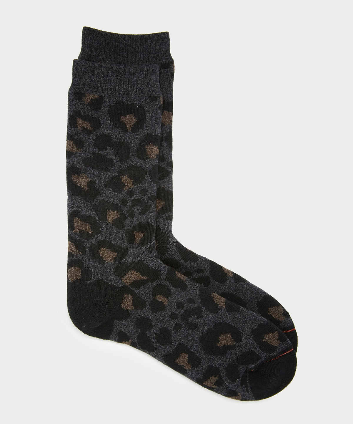 Rototo Pile Leopard Crew Socks in Charcoal
