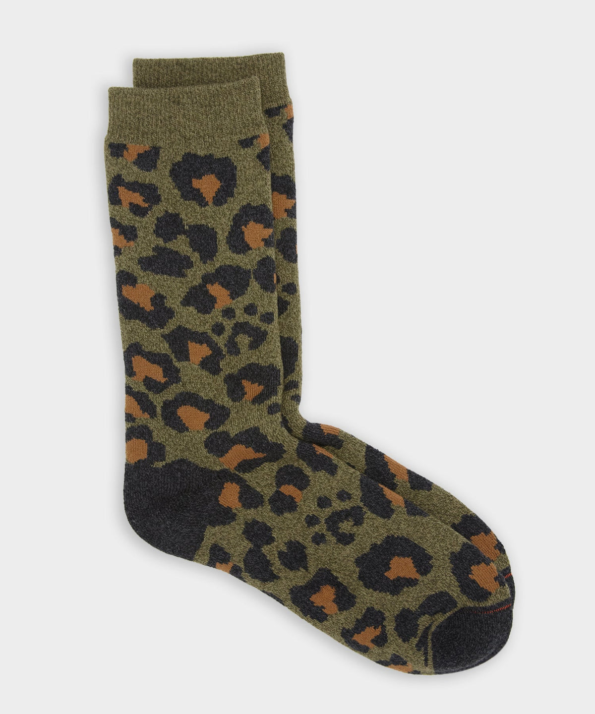 Rototo Pile Leopard Crew Socks in Olive