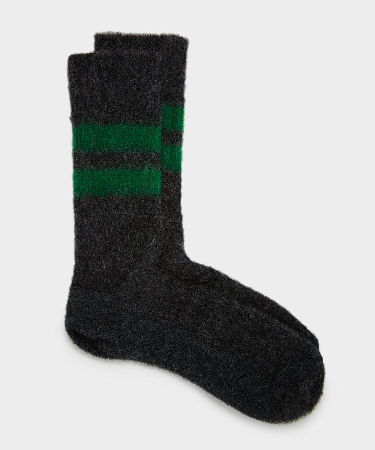RoToTo Reversible Brushed Mohair Sock in Charcoal