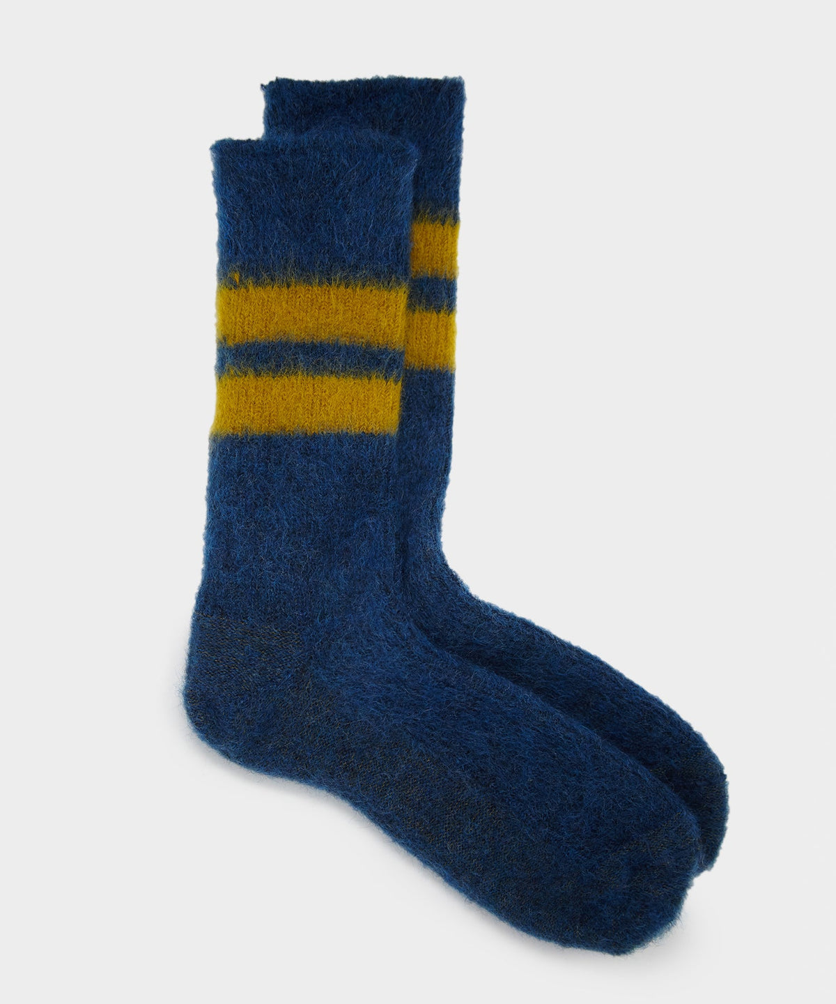 RoToTo Reversible Brushed Mohair Sock in Dark Blue