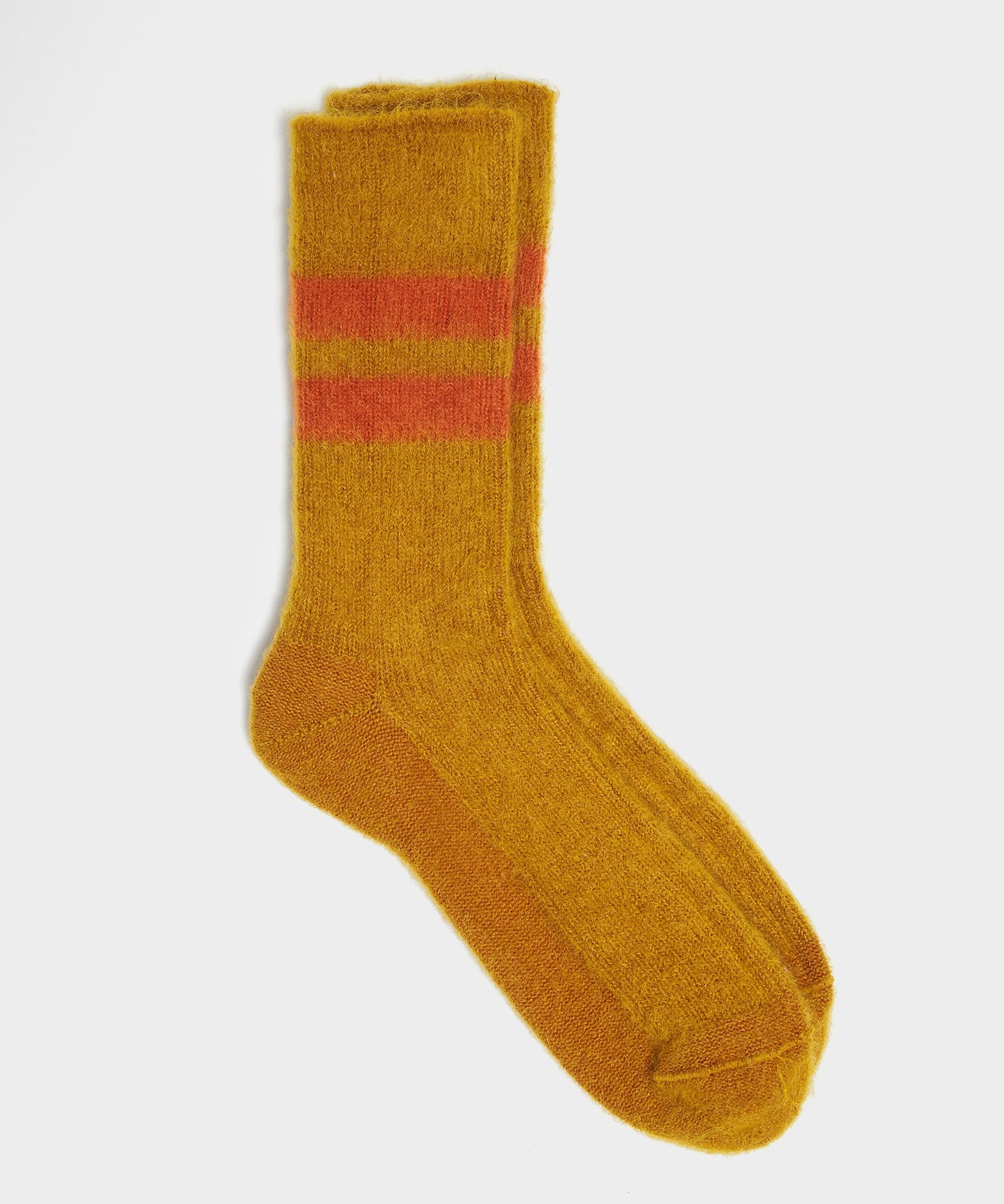 RoToTo Reversible Brushed Mohair Sock in Dark Yellow