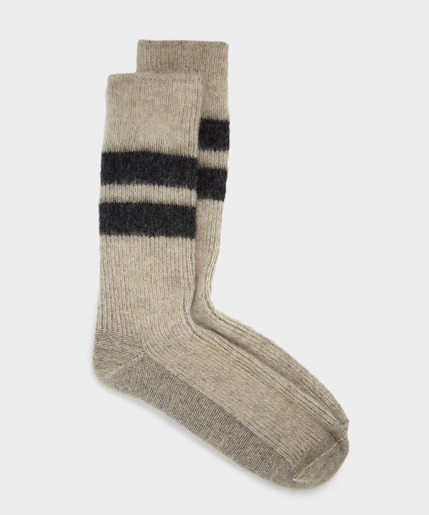 RoToTo Reversible Brushed Mohair Sock in Raw Beige