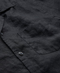 Sea Soft Irish Linen Camp Collar in Black
